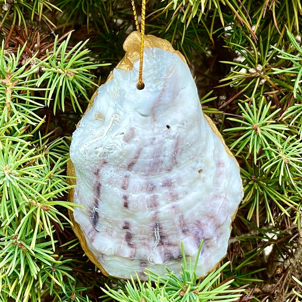 Hand Crafted Christmas Cheer Oyster Shell Ornament - Picture 4 of 5